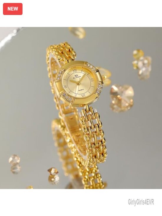 Petite Gold Watch Roman Numeral Dial Quartz Stainless Steel Bracelet Dress Watch main image 6